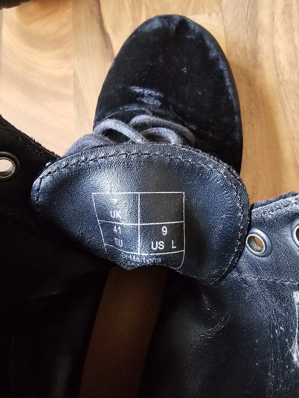 Dr. Martens Black Velvet Lace-Up Combat Boots - Picture 4 of 4